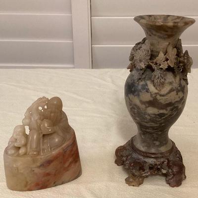 MCS119 Two Chinese? Carved Stone Collectibles