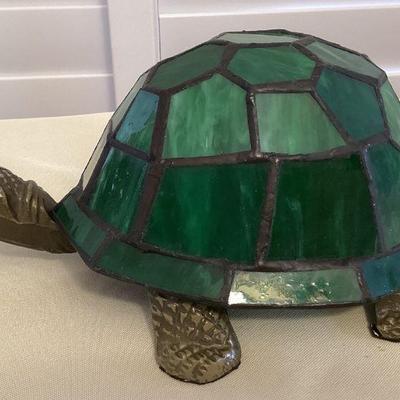 MCS041 Green Slag Glass Tiffany Style Turtle Table Lamp New 