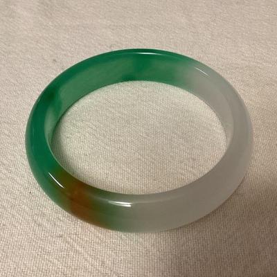 MCS141 Green, White & Brown Jade Bangle Bracelet New