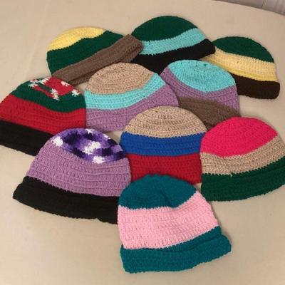 MCS234 Ten Hand Knit Crocheted Caps Hats New