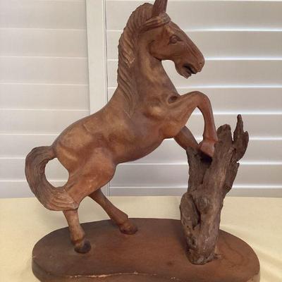 MCS168 Vintage Carved Wooden Horse Sculpture 