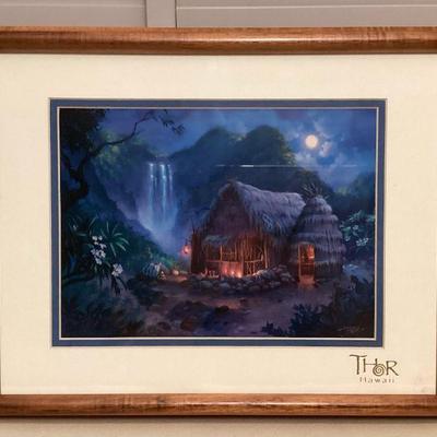 MCS070 Koa Framed Scenic Picture “Our Lil’ Grass Shack” By Thor