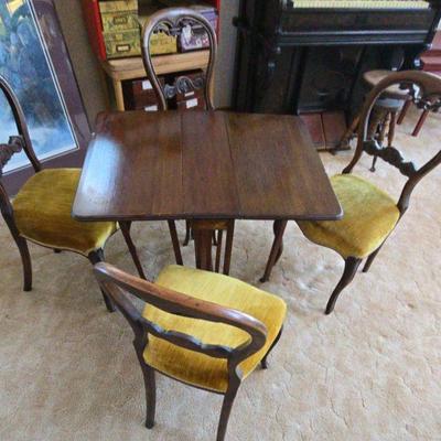 Fo108 vintage antique edwardian mahogany table and chairs