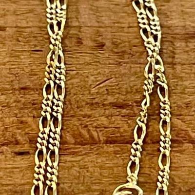 Delicate 14K Gold Chain Link Vintage 9.5 Inch Ankle Bracelet (as Is) Total Weight 1.07 Grams 