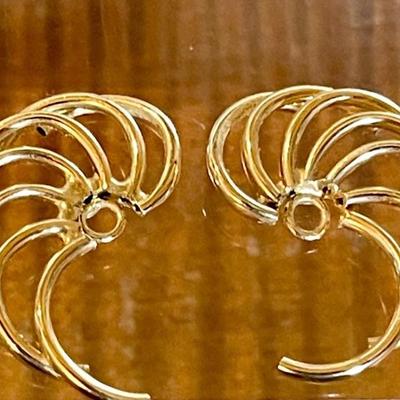 Pair Of 14K Yellow Gold Earring Covers - Total Weight 1.47 Grams 