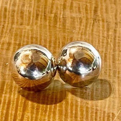Vintage Sterling Silver Mexico Dome Earrings (as Is) - Total Weight 9.90 Grams 