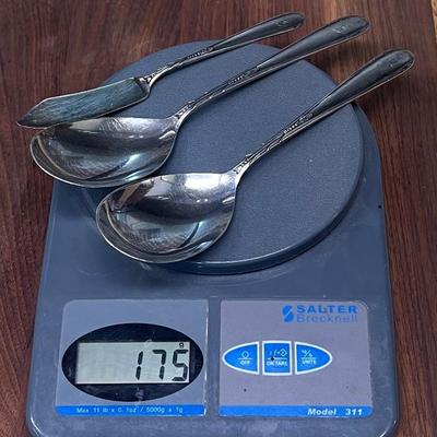 (2) Heirloom Sterling Silver Heiress8.5 Inch Serving Spoons With 6.75 Inch Master Butter Knife - 175 Grams