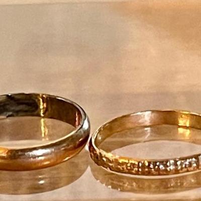 (2) Antique 10K Yellow Gold Baby Rings Size .75 - Total Weight .96 Grams 