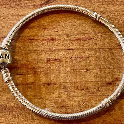 Pandora Sterling Silver 7 Inch Snake Chain Bracelet  - Total Weight 13.69 Grams 