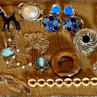 Assorted Designer Costume Jewelry - Sarah Coventry - Krementz Gold Chain Necklace - Enamel Horse Pins & More
