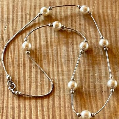 Vintage Sterling Silver Ball Bead 16 Necklace