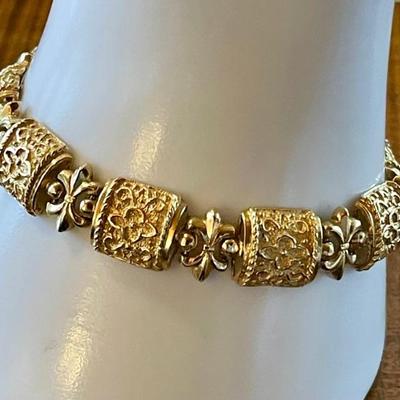 Gorgeous 14K Gold Vintage Byzantine 7 Inch Panel Bracelet - Weight 16.67 Grams 