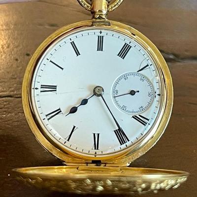 Antique J. W. Benson London 18K Gold Case Pocket Watch 1093000 &  25 Percent Gold Chain  W GIA Appraisal $2300