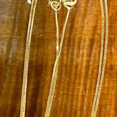 14K Yellow Gold Dainty Box Chain 18 Inch Necklace - Total Weight - 1 Gram 