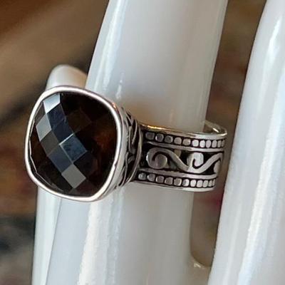 Retired 925 Sterling Silver Brighton Faceted Smoky Quartz Ring Size 6.25 - Total Weight 8.35 Grams 