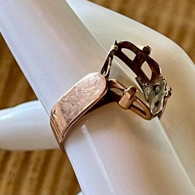 Antique 14K Gold Ring Setting (no Stone) Size 6.25 - Total Weight 3.81 Grams 