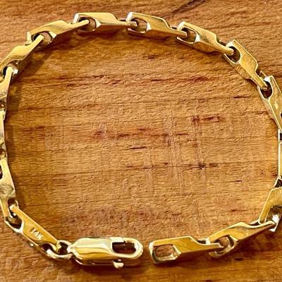 Avalon Heavy 14K Yellow Gold Tube Link 8 Inch Bracelet - Total Weight 24.74 Grams 