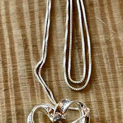 Sterling Silver 18 Inch Necklace And True Friend Sterling Heart Pendant - Total Weight 4.68 Grams 