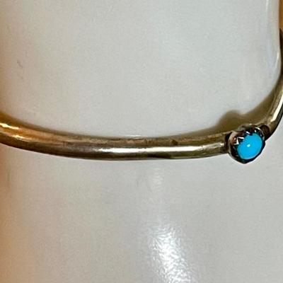 Navajo M. Otero Sterling Silver & Turquoise Child's  Bracelet - Total Weight 4.42 Grams 