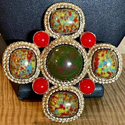 Vintage Sarah Coventry Mosaic Maltese Cross Pin
