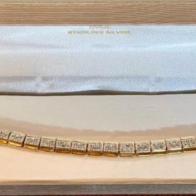 925 Gold Wash 8 Inch Tennis Bracelet - Total Weight 16.63 Grams