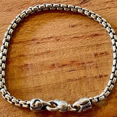 Heavy Sterling Silver Box Chain 7 Inch Bracelet - Total Weight 14 Grams 