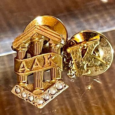 Antique 10K Gold & Seed Pearl Fraternity Pin 