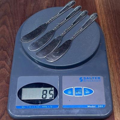 (4) Heirloom Sterling Silver Heiress 5.75 Inch Butter Knives - 85 Grams 