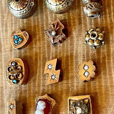 Assorted Vintage Bead And Victorian Gold Filled Slide Beads & Round Etched Gold Tone Beads 