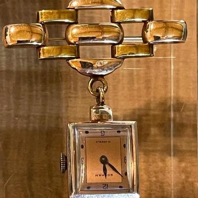Stunning 14K Gold Gotham 17 Jewels Pin Watch - Total Weight 14.54 Grams 
