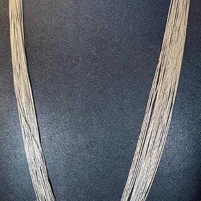 Vintage Native American 20 Strand Liquid Sterling Silver 25 Inch Necklace - Total Weight - 24.56 Grams 