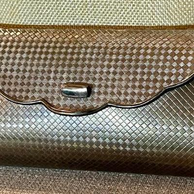 Vintage  1950's Silver Plate Hard Case Evening Bag With Mirror (as Is) 
