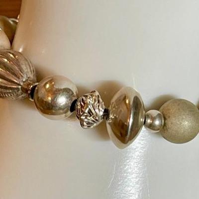 Sterling Silver Bead 7 Inch Bracelet - Total Weight 16 Grams 