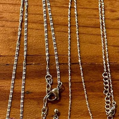 (2) Vintage Necklaces (1) 18 Inch Brighton And (1) Silver Tone Chain With Crystal Slide Bead 