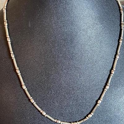 Vintage Sterling Silver 17 Inch Bead And Wire Wrap Necklace - Total Weight 