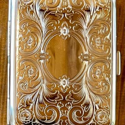 Vintage Etched Silver Plate Cigarette Case 