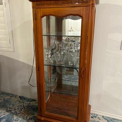 Curio cabinet, lamp, crystal
