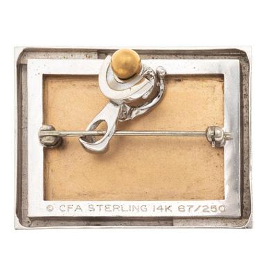 Erte "Beloved" Diamond, Mother-of-Pearl, 14k, Silver Pin Pendant