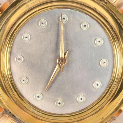 Art Deco Crystal and Brass Wall Clock