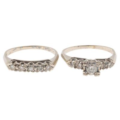 Diamond, 14k White Gold Wedding Set