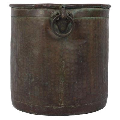 A Victorian Hammered Copper Kitchen Firewood Bucket