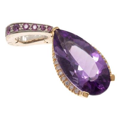 Amethyst, Diamond, Pink Sapphire, 18k Pendant, Mark Patterson