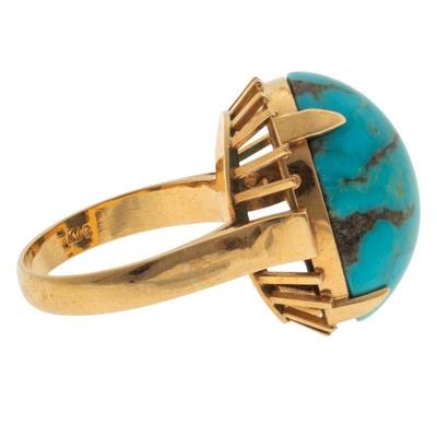 Turquoise, 18k Yellow Gold Ring
