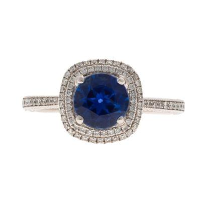Ceylon Sapphire, Diamond, 18k White Gold Ring, Simon G.