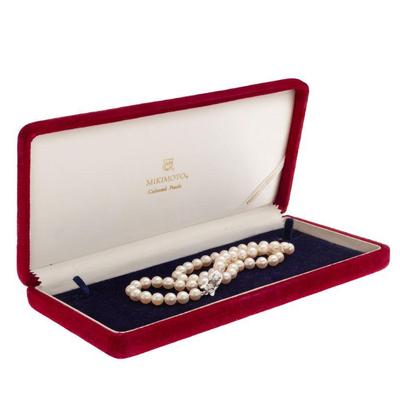 Cultured Pearl, 18k White Gold Necklace, Mikimoto
