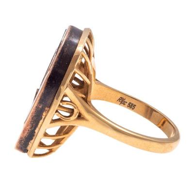 Gold-in-Quartz, 14k Yellow Gold Horseshoe Ring