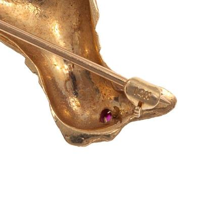 Ruby, 14k Yellow Gold Dachshund Pin