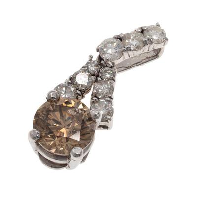 Diamond, Colored Diamond, 14k White Gold Pendant