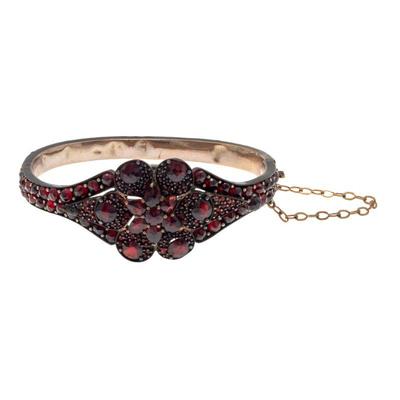 Victorian Bohemian Garnet, Gilt Metal Bracelet