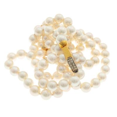Cultured Pearl, Diamond, 18k Necklace
